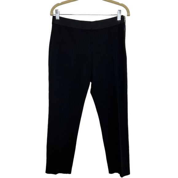 Everlane Womens Cropped Knit Pants Size 8 Black Exposed Side Zip Viscose Blend - Picture 1 of 6